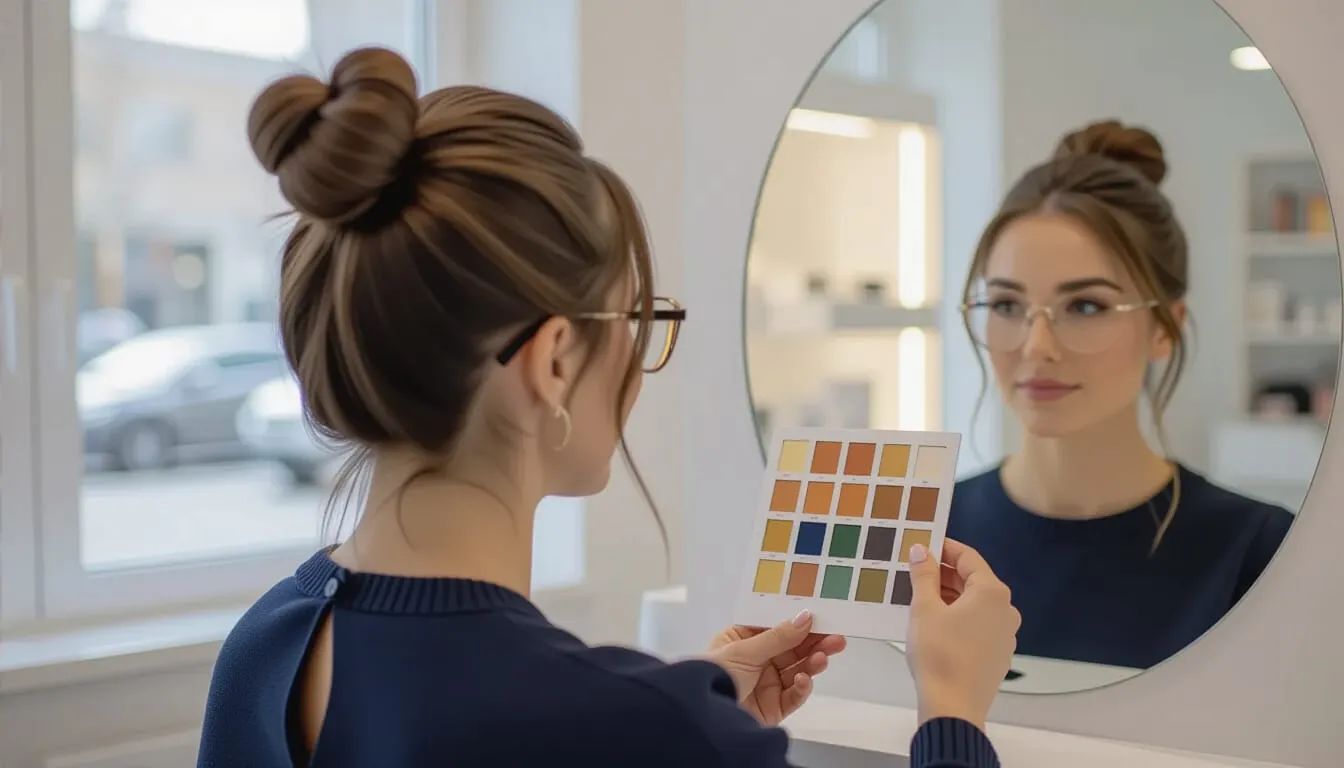 Optician fitting color-enhancing contact lenses in Newtonville