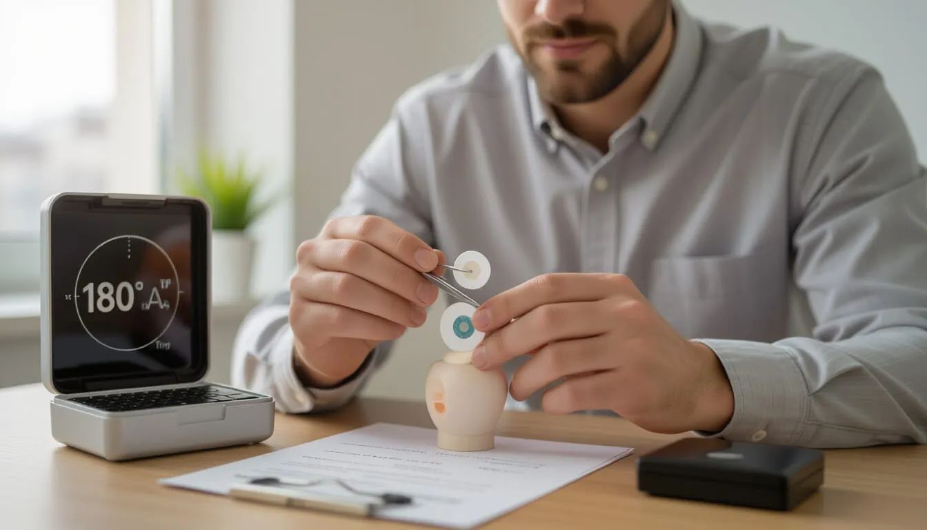 Optician fitting toric contact lenses for astigmatism in Newtonville