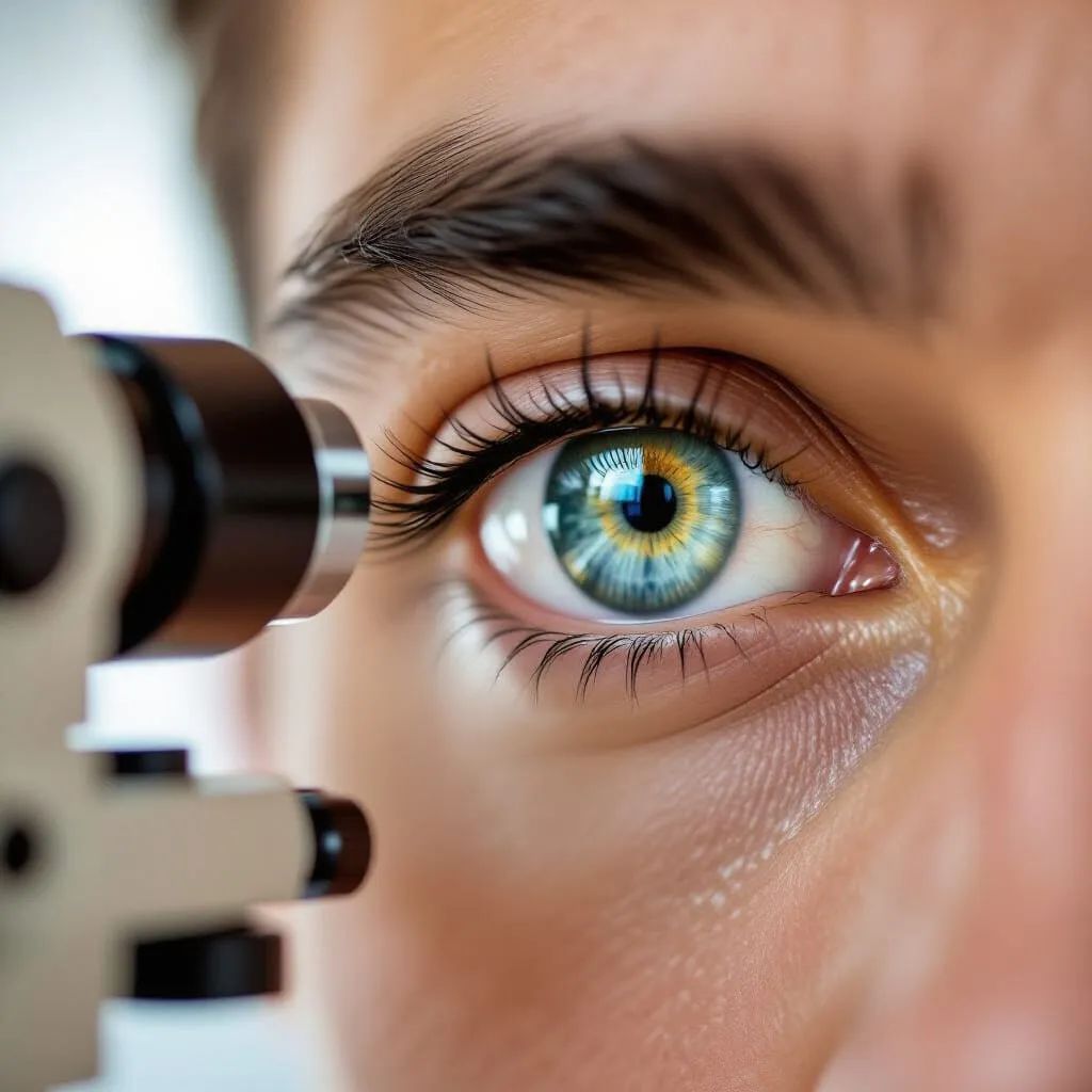 Onsite eye exam with optometrist for men’s eyeglasses in Newtonville MA