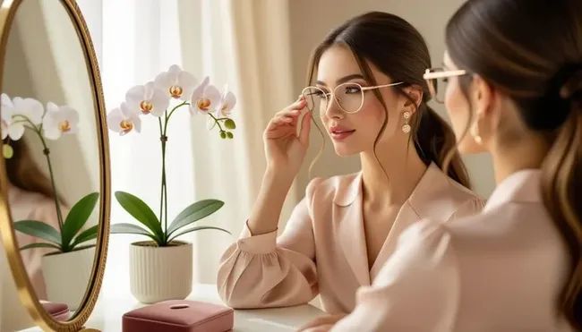 Women’s eyeglass frames matched to face shape in Newtonville